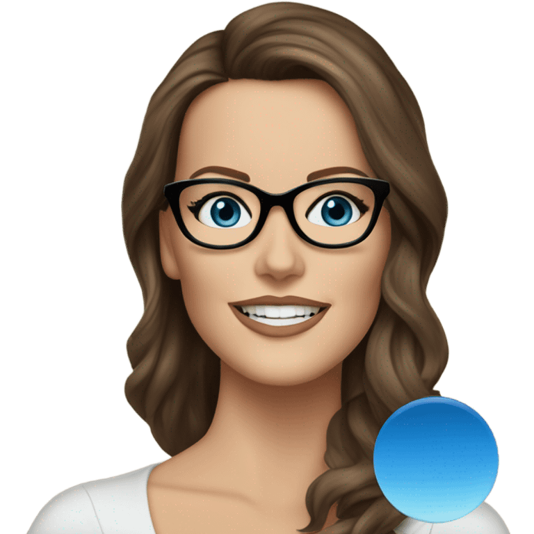 Kate Beckinsale, glasses, blue eyes happy elegant lifelike  emoji