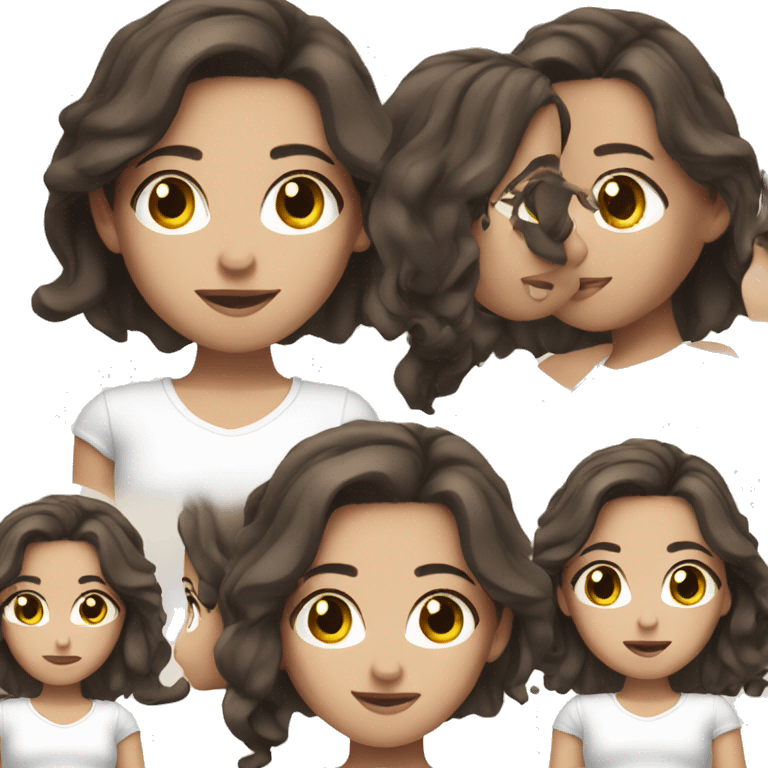 Girl with dark brown hair and brown eyes and white top emoji