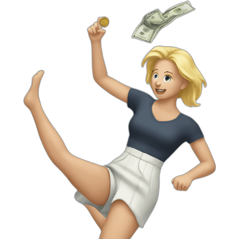 Money being thrown on woman with blonde hair emoji