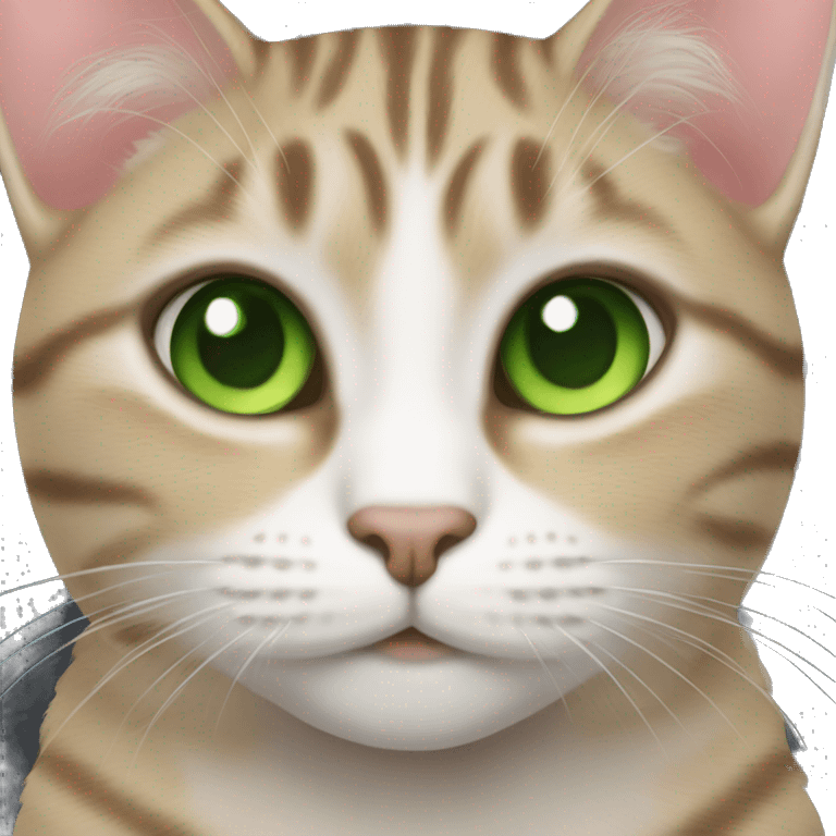 A Tabby cat with Green eyes emoji