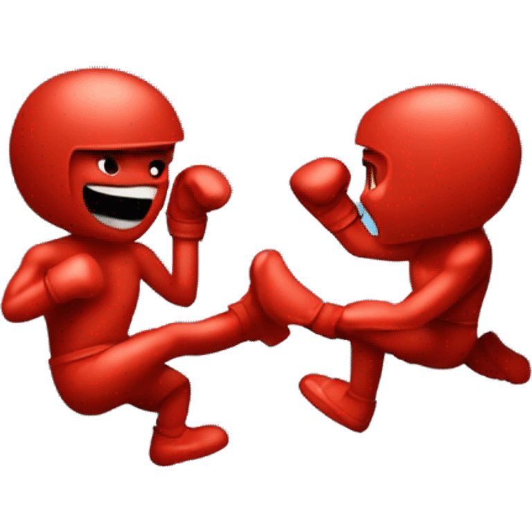 A red figure getting knockdown in boxing emoji