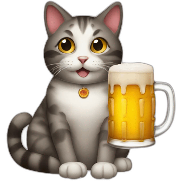 Cat with beer emoji