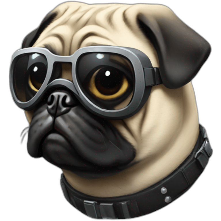 pug with black sunglasses and wearing a cyberpunk suit emoji