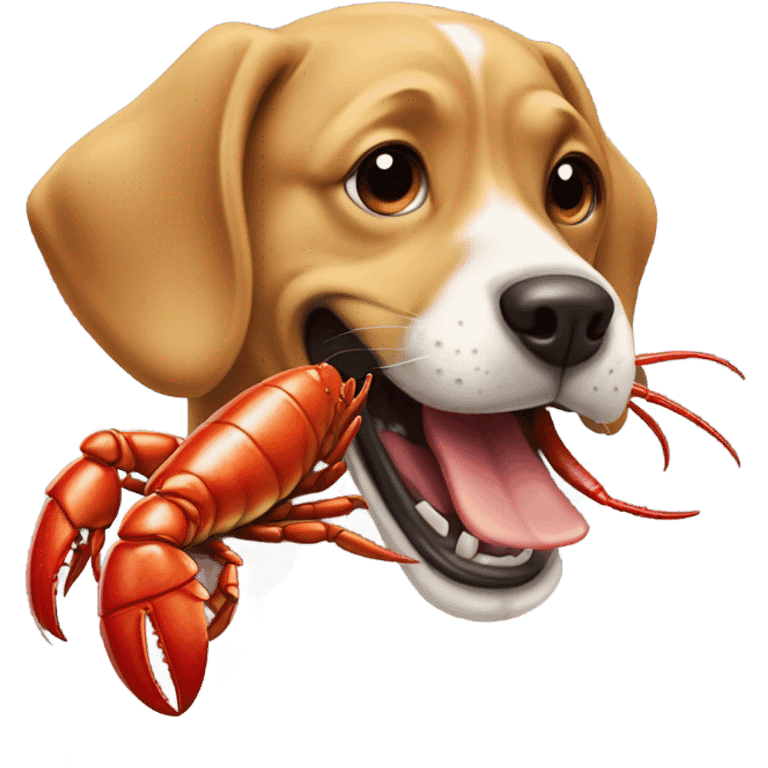 Dog eating lobster  emoji