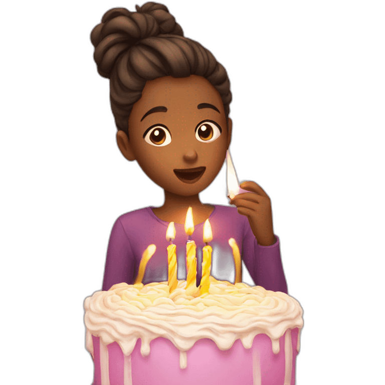 girl blowing out candles emoji