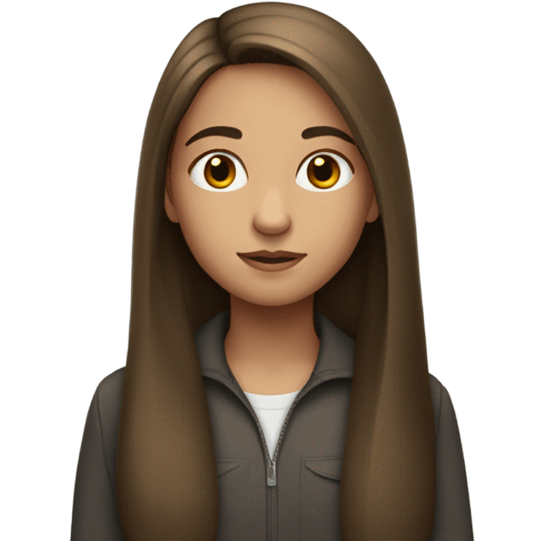 young girl with long brown hair and a straight parting emoji