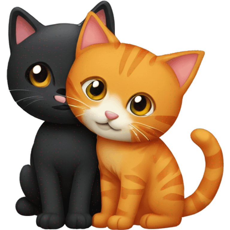 orange tabby cat and black cat hugging emoji