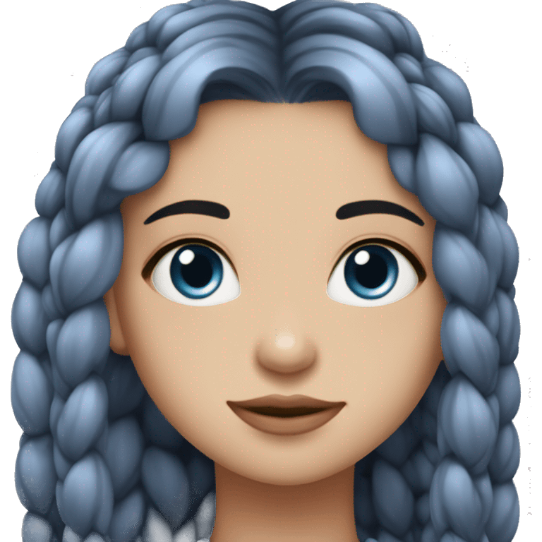 chica de ojos azules con trenzas largas color gris, con corazones  emoji