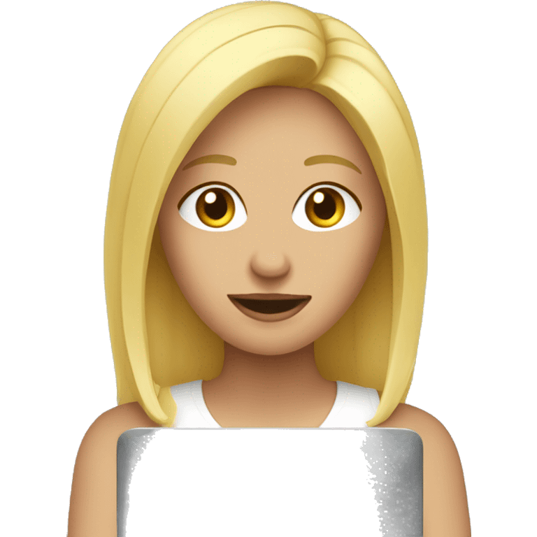 Blonde girl at computer  emoji