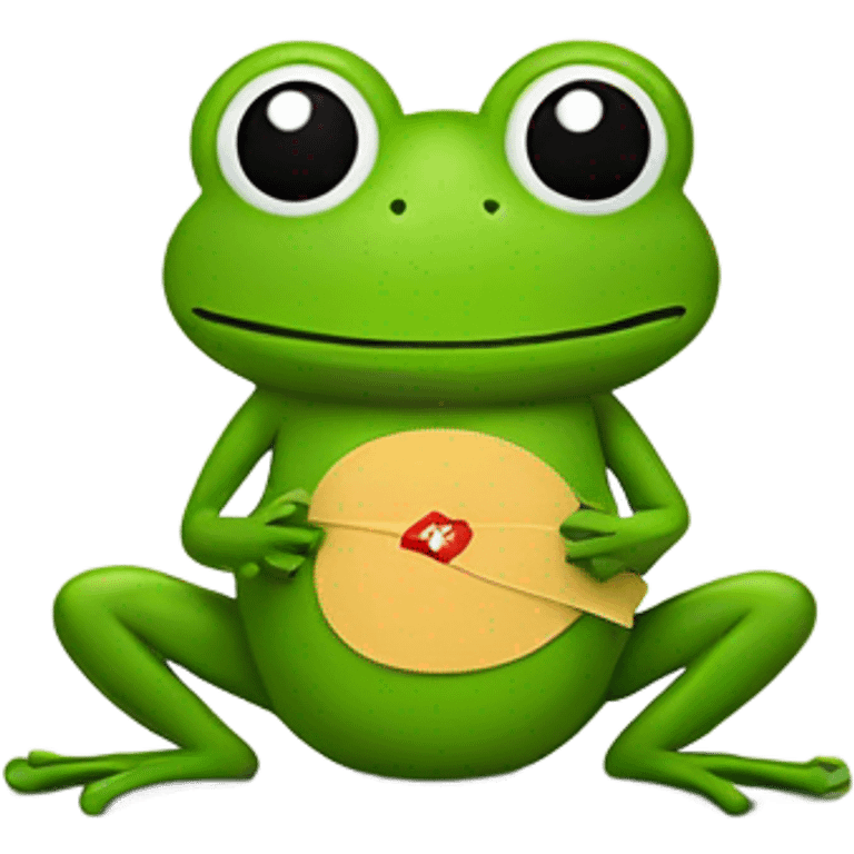 Frog with band aids on belly emoji