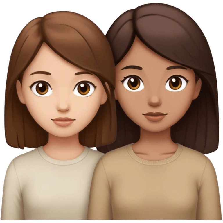 Two girl, one with Brown hair and the other with dark brown hair emoji