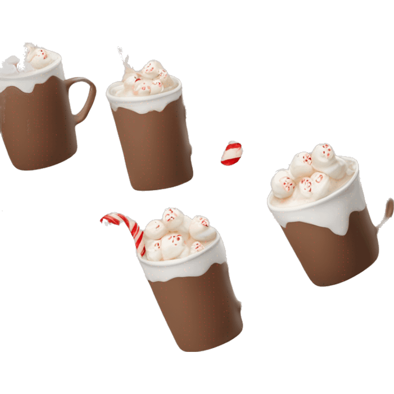 beige hot chocolate with marshmallows and whipped cream and candy cane emoji