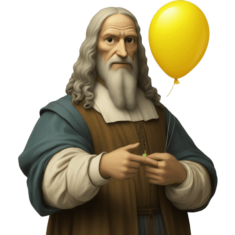 leonardo da Vinci holds a yellow balloon in his hand emoji