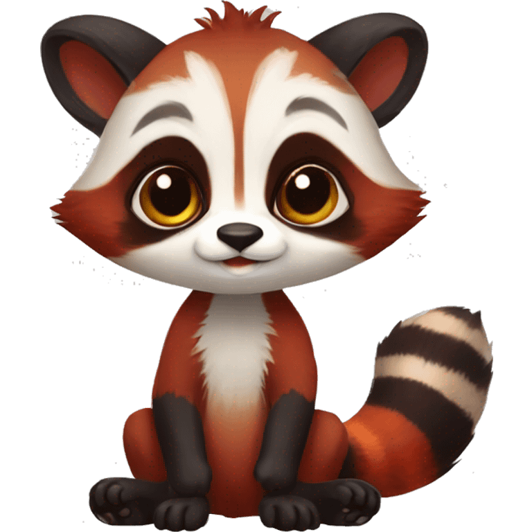 Cute red raccoon-panda-lemur-hybrid full body emoji