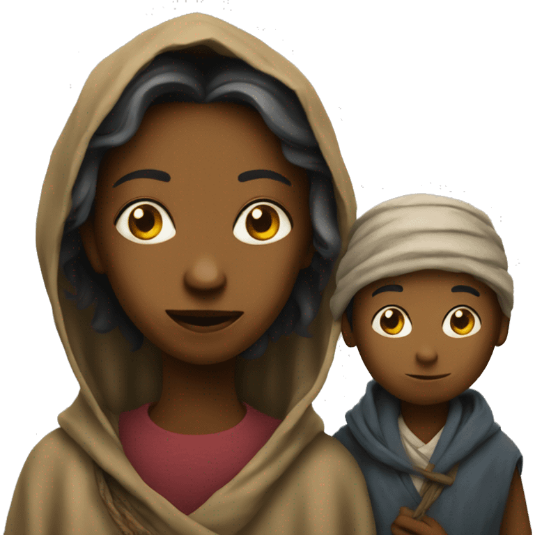 beggar woman and son emoji