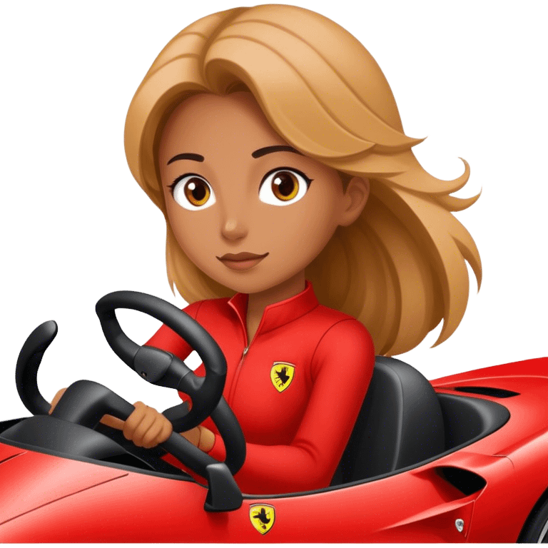 The girl rides a Ferrari emoji