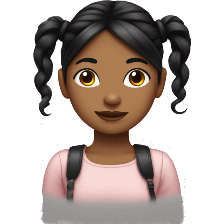 black-haired girl portrait with pig tails emoji