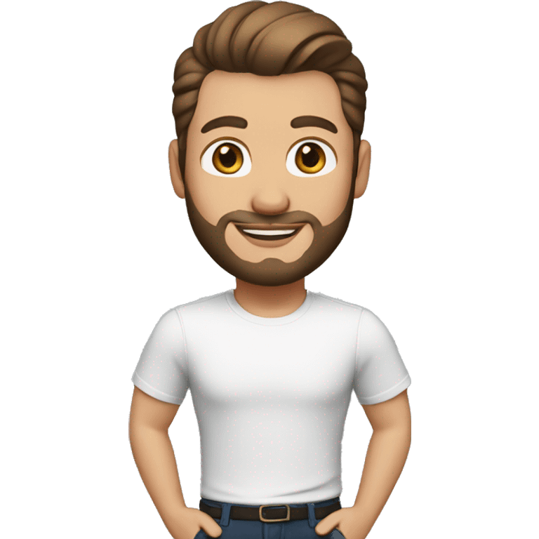 memoji white male 30 years old with dark brown long hair in a bun emoji