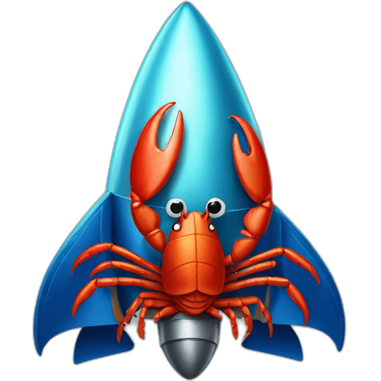 A lobster wearing a space rocket hat emoji