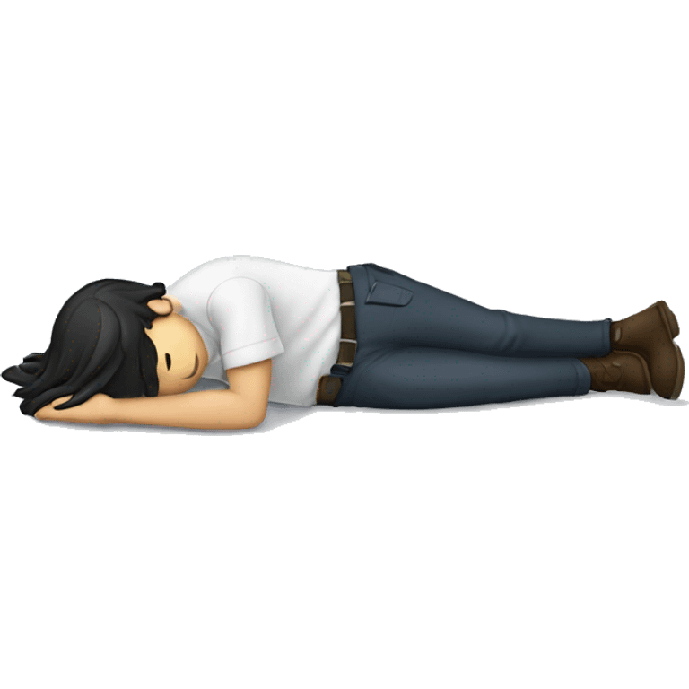 Black long haired white man lying unconscious on the ground emoji