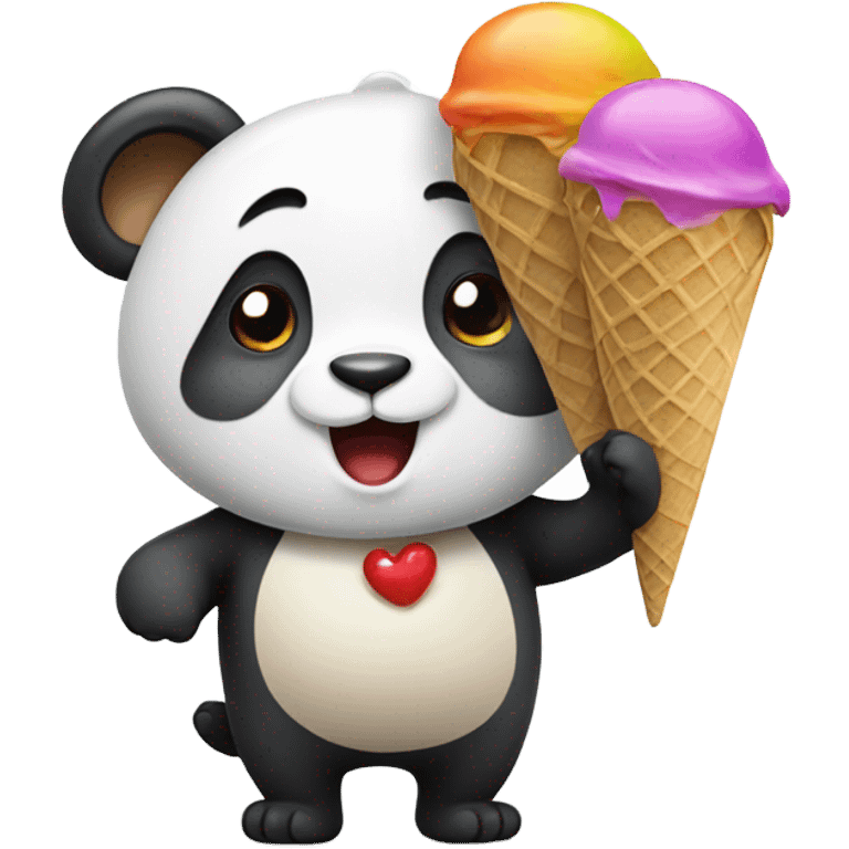 Panda eating ice cream emoji