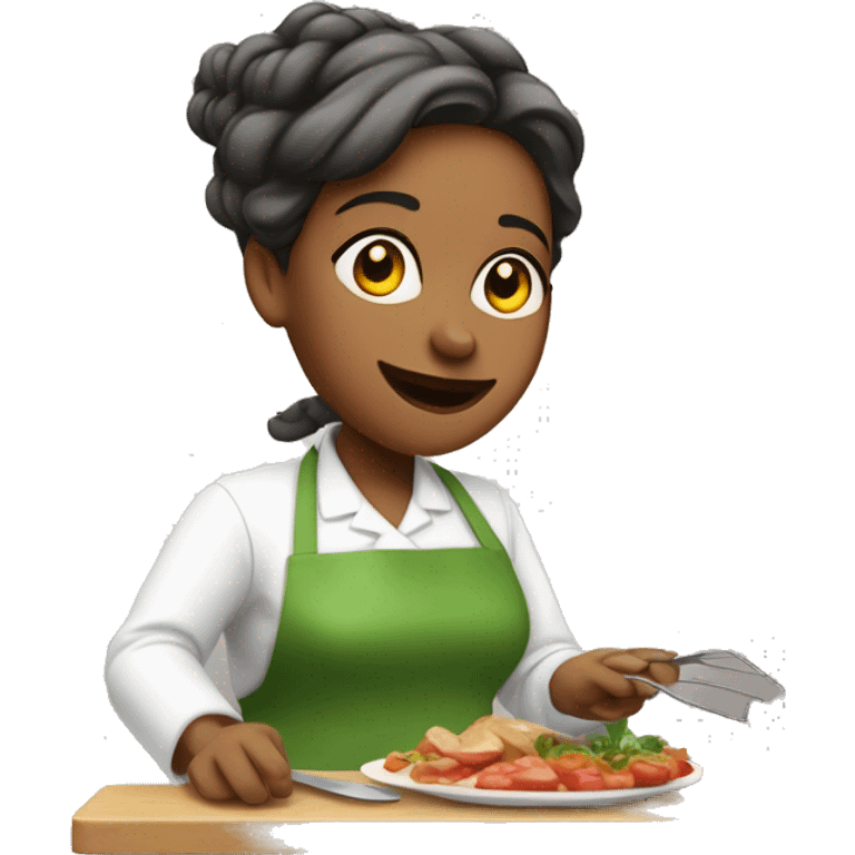 Une maman entrain de cuisiner emoji