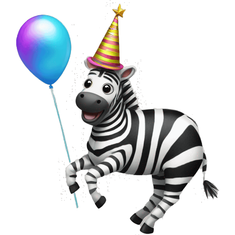 Zebra surfing with party hat on emoji