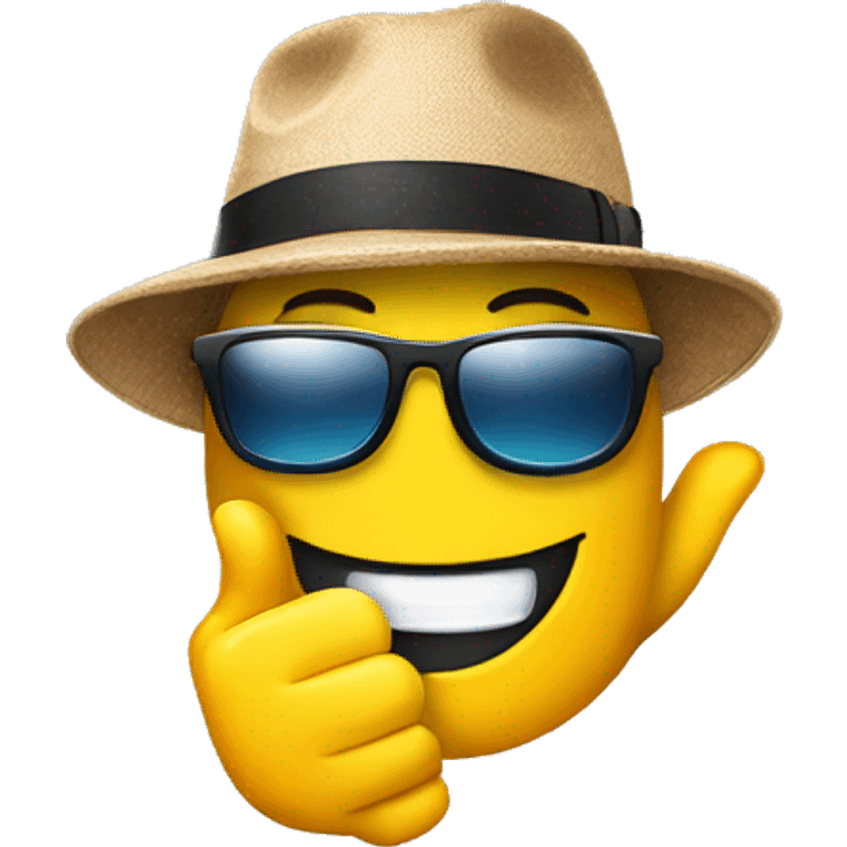 thumbs up with  sunglasses and hat emoji