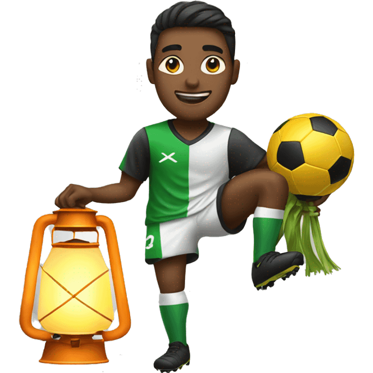 soccer player with lantern emoji