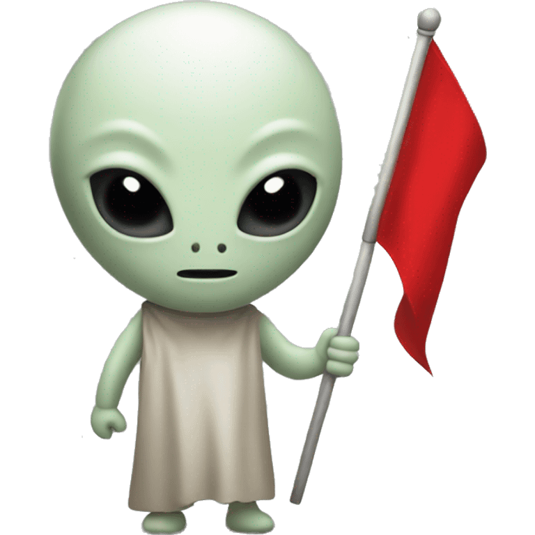 alien holding a red flag emoji