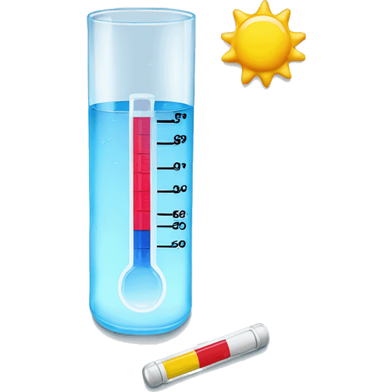 The thermometer and tablets are lying next to a glass of water emoji