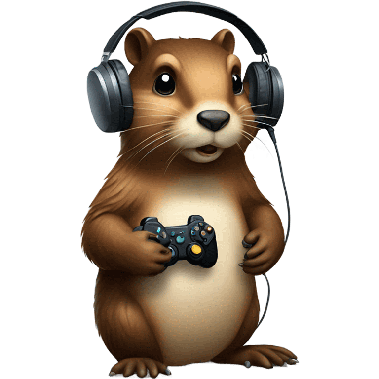 Beaver playing video games emoji