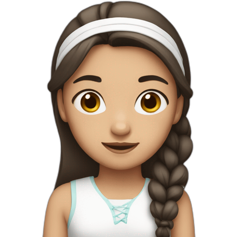 12 year old girl, with dark brown hair, with a white headband emoji