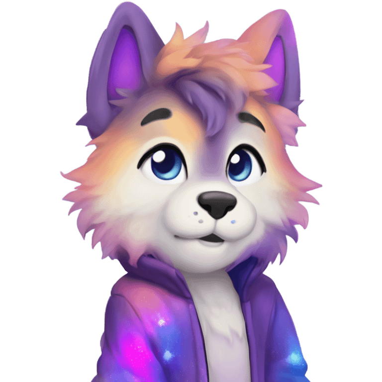 gradient-Sparkle-nebula-fursona anthropomorphic furry full body emoji