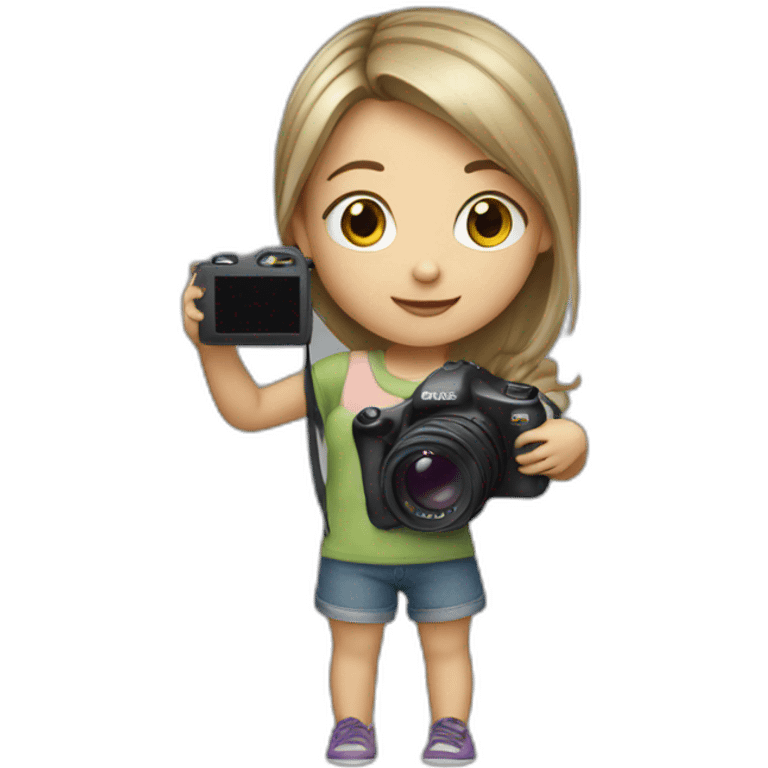 young dark blond hair girl with camera emoji