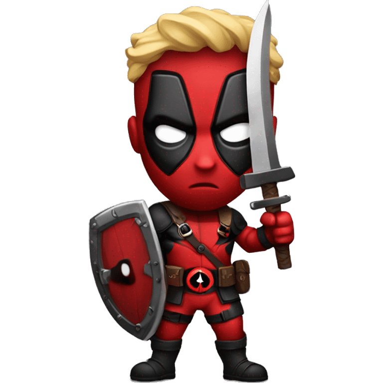 Deadpool holding Viking shield emoji