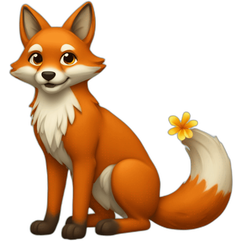 Renard avec fleur emoji