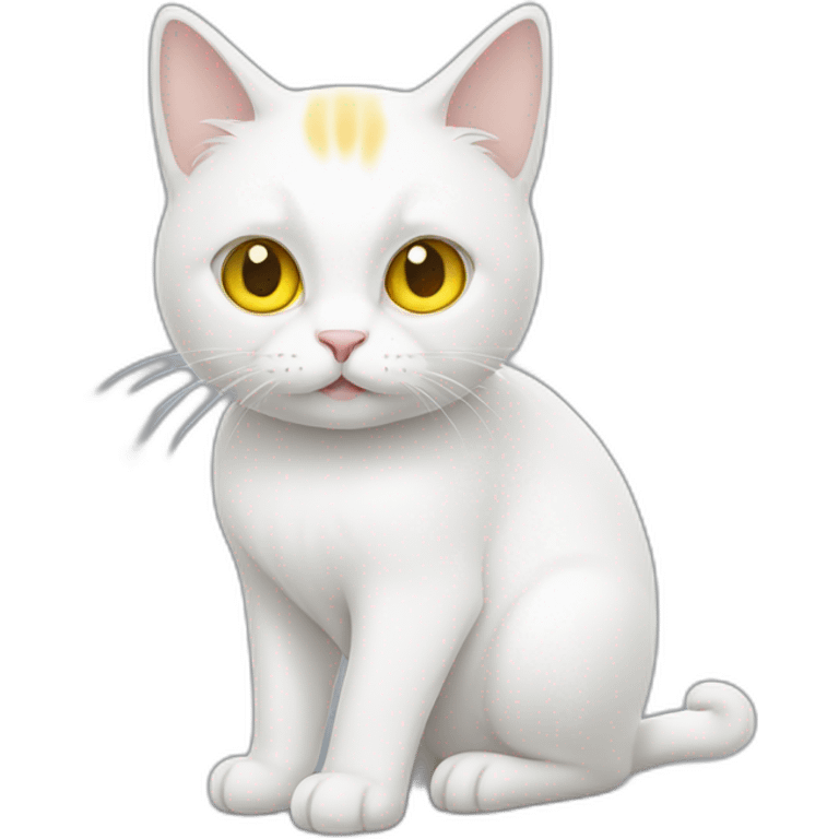 white cat with yellow eyes emoji