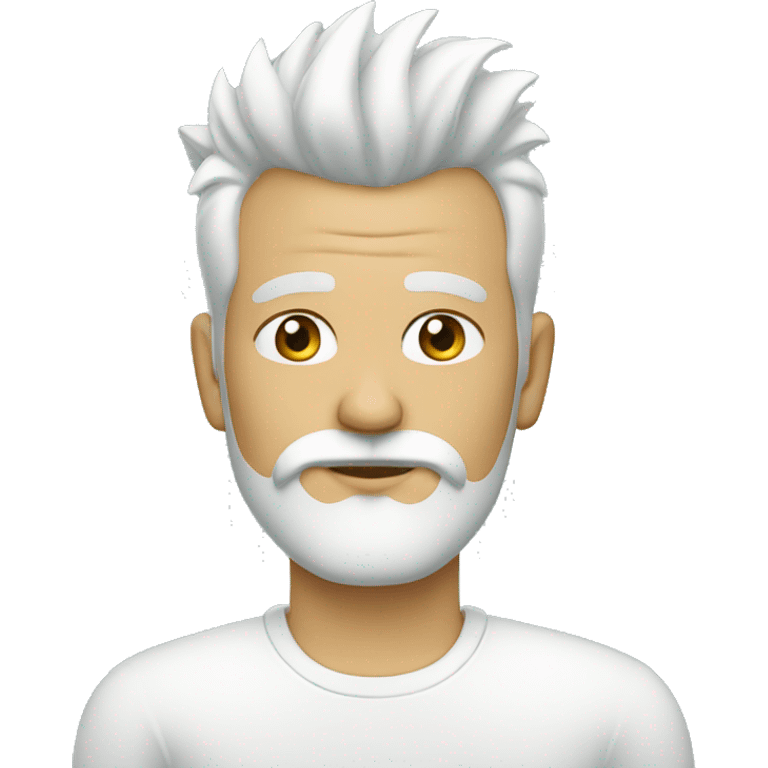 man with white mohawk and white beard with earrings emoji