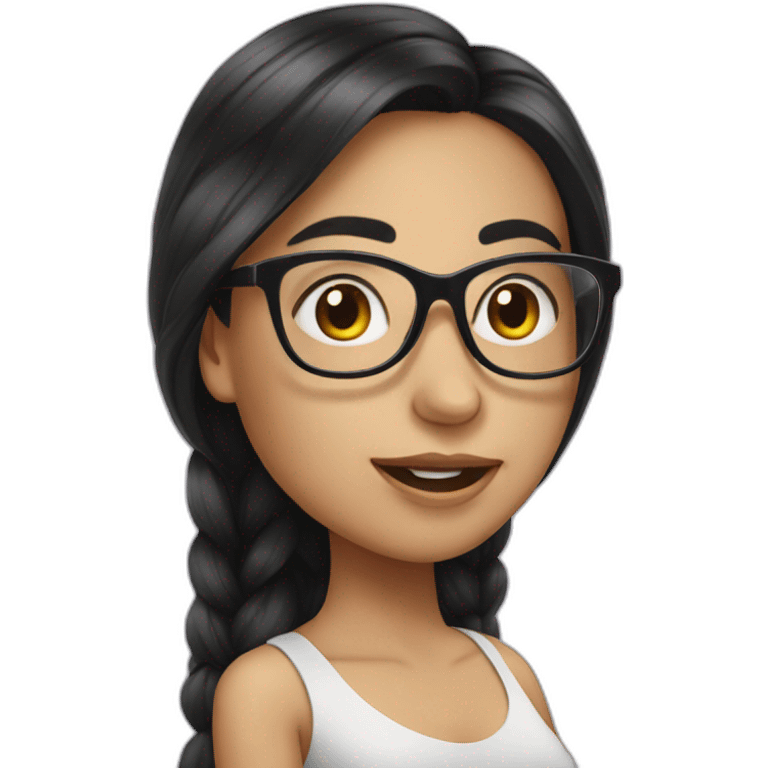 Beautiful Girl with long black hair and glasses emoji