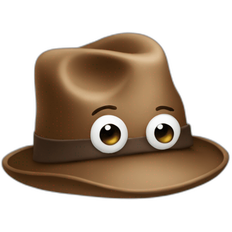 A thinking poop emoji wearing a fedora emoji