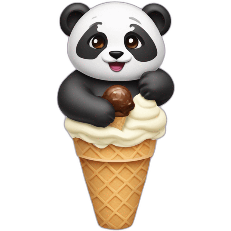 War panda eatimg ice cream emoji