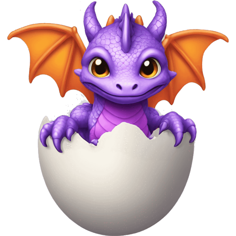 purple and orange baby dragon in egg emoji