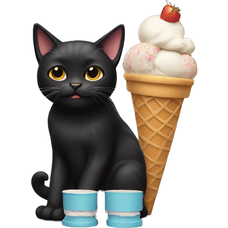 Black cat with ice cream cone emoji