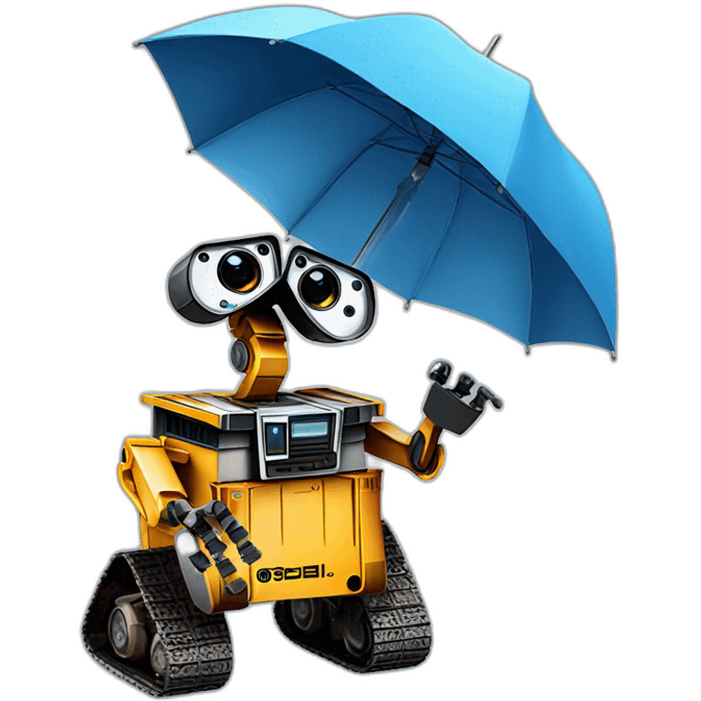 Wall-E avec un parapluie emoji