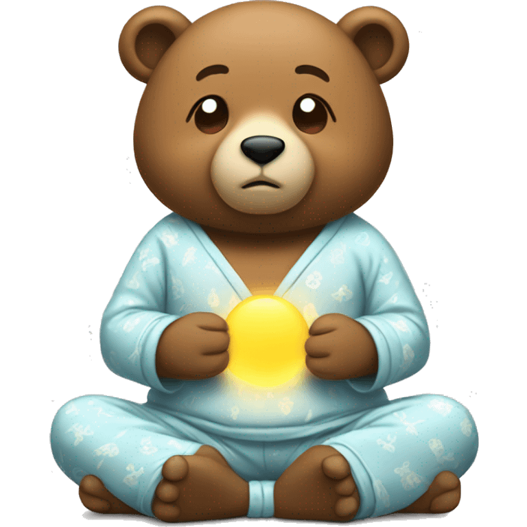 meditating bear wearing pajamas emoji