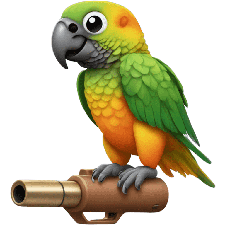 Conure holding gun emoji