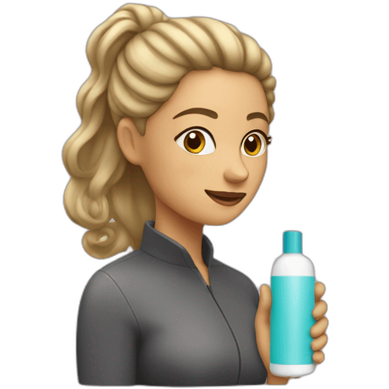 woman with shampoo bottle emoji