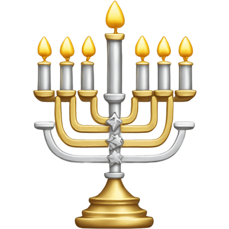 Chanukah menorah gold and silver  emoji