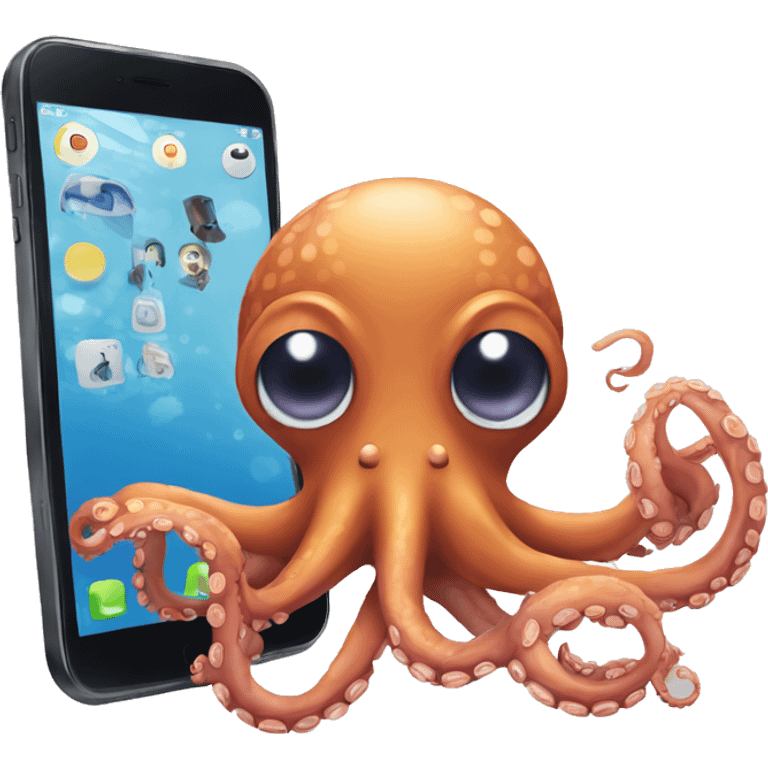 Octopus with phone emoji